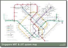 Singapore MRT & LRT train / rail map
